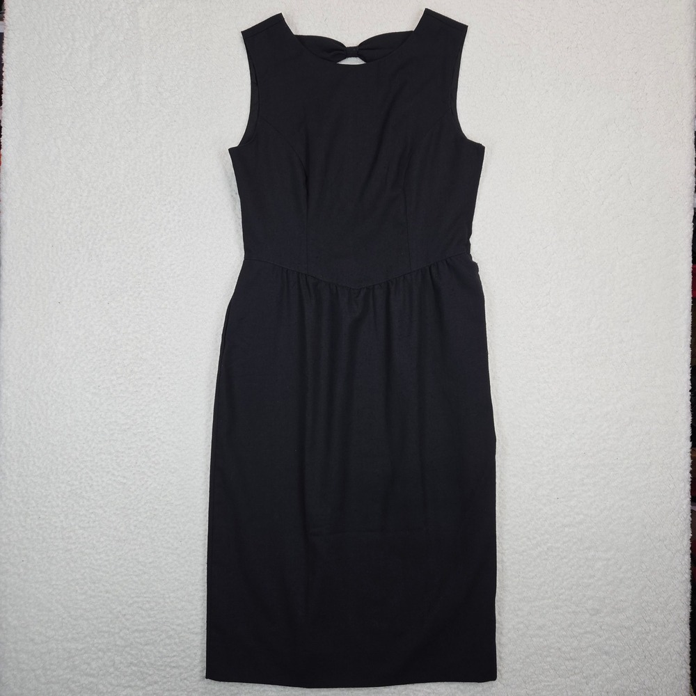 Lanz Originals Dress Womens S Black Midi‎ Bow Back Coquette Vintage 90s USA LBD